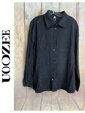 💵NWT UOOZEE Black Shiny Snap Front Shirt Size XLarge